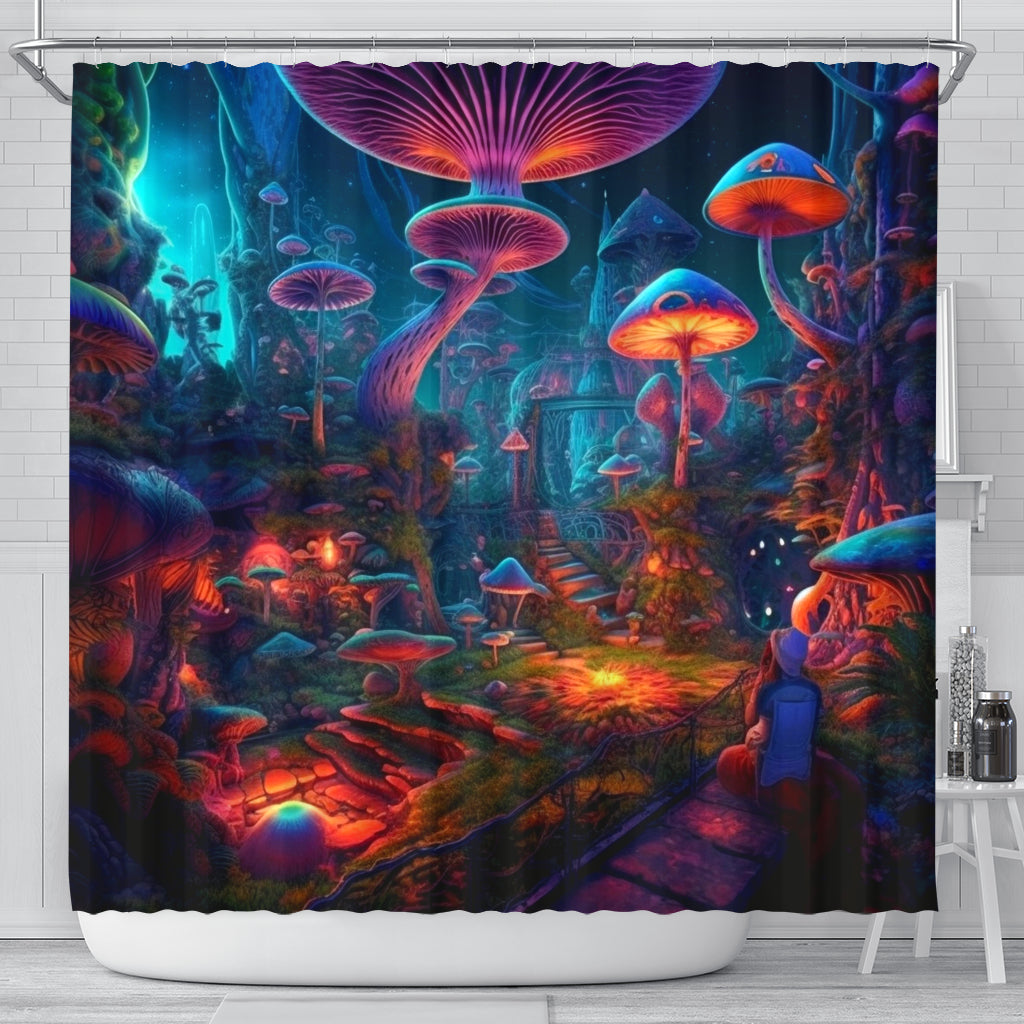 Mushroom Shower Curtain - RED