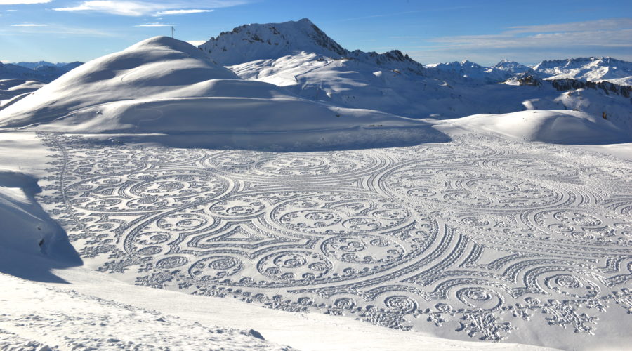 This Artist Uses Snowshoes to Carve Massive, Ephemeral Artworks into the Snow