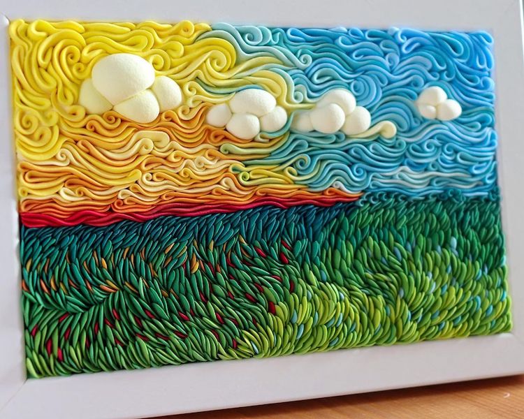 Artist Sculpts Polymer Clay Into Colorful Swirling Landscapes