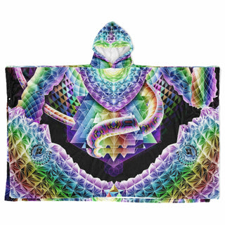 GIFTS OF NATURE Flannel Blanket Poncho - SALVIA DROID
