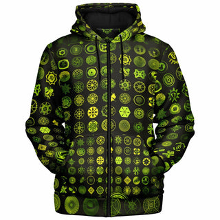 GREEN GLYPHS Microfleece Ziphoodie
