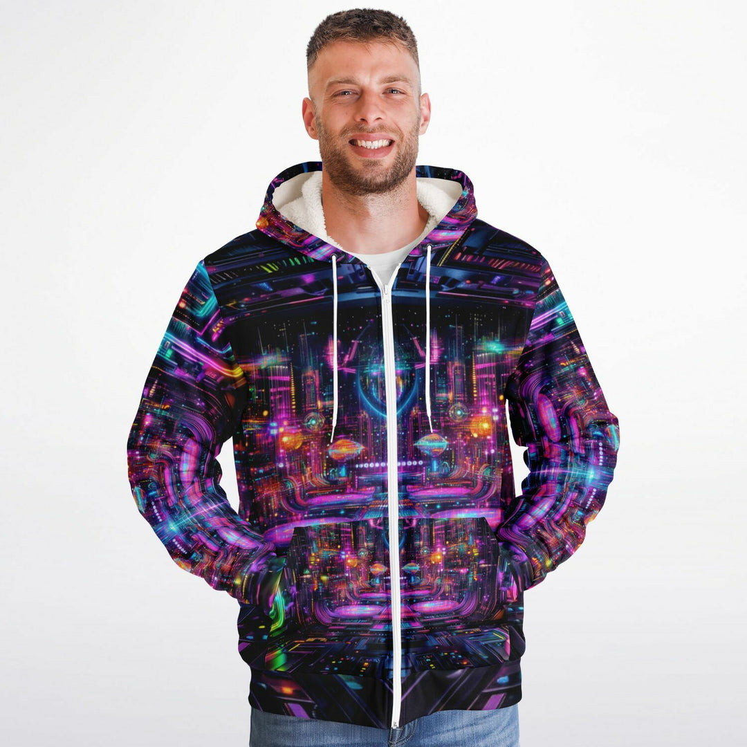 HYPER DIMENSIONAL Microfleece Ziphoodie - ACIDMATH AI