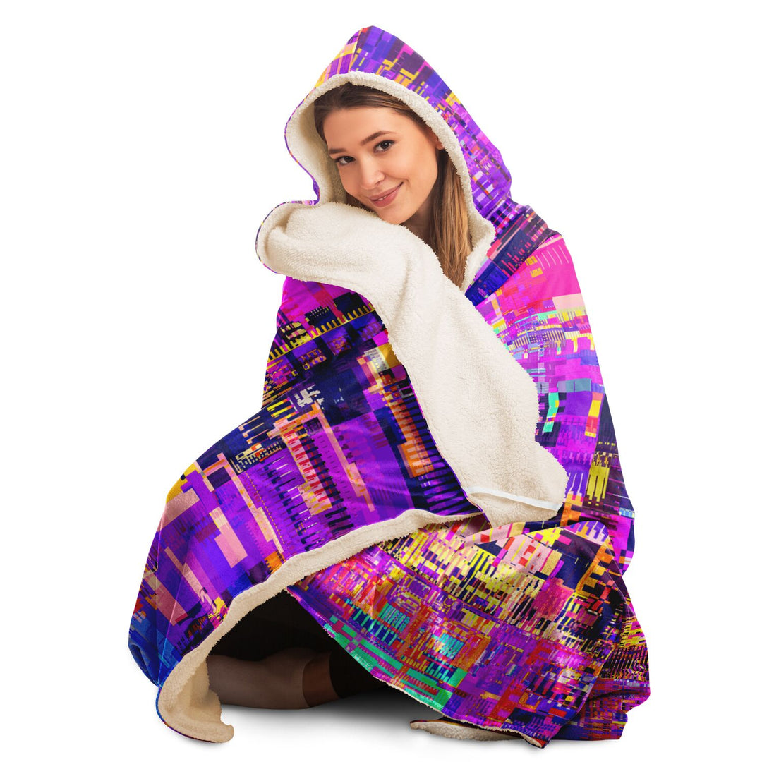 GLITCHPINK Hooded Blanket - AOP | ARTDESIGNWORKS
