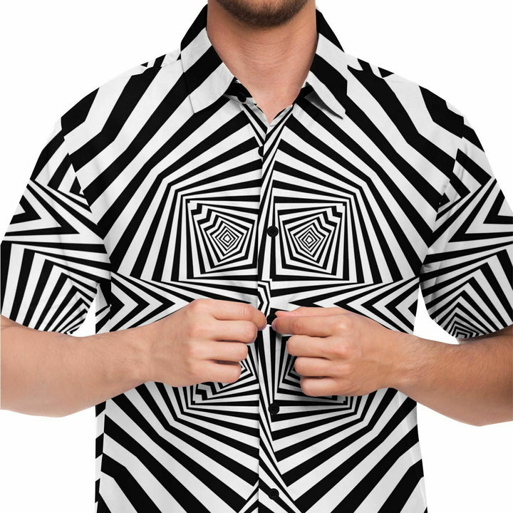 ZEBRA LINES Short Sleeve Button Down Shirt - HUBERT SOLCZYNSKI