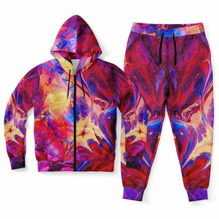MAGENTA FLOWER Fashion Ziphoodie & Jogger - AOP | ARTDESIGNWORKS