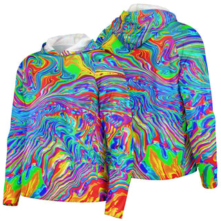 RAINBOW Men's Long Sleeve Hooded Performance Shirt - PSYCHEDELIC POUR HOUSE