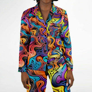 SLITHERING Women's Satin Pajamas | ACIDMATH AI