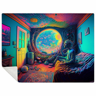 SOLO TRIPPING Premium Microfleece Blanket | ACIDMATH AI