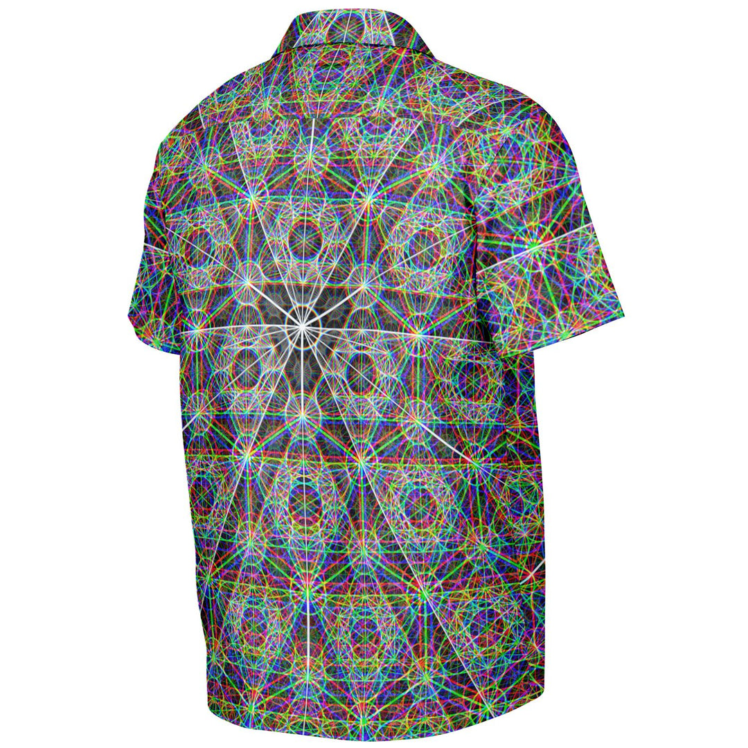 METATRONS CUBE Spread Collar Short Sleeve Button-Down Shirt - PATTERN NERD