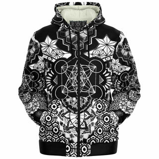 GEOMETRIC WHITE Microfleece Ziphoodie - MIL ET UNE