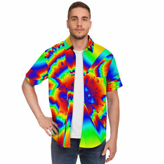 CONTRAST COLORS Short Sleeve Button Down Shirt - ROBERT HRUSKA