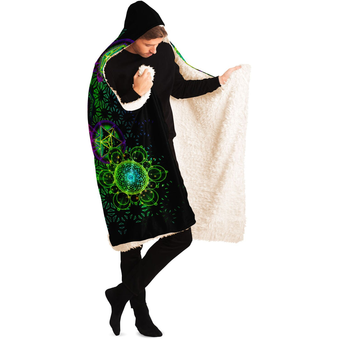 PLATONIC SOLIDS COLORED Hooded Blanket - YANTRART