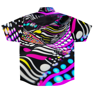 DISCO LIGHTS Short Sleeve Button Down Shirt - ACIDMATH AI