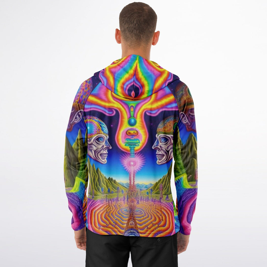 HIGH HOLY Men's Long Sleeve Hooded Performance Shirt - PSYCHEDELIC POUR HOUSE