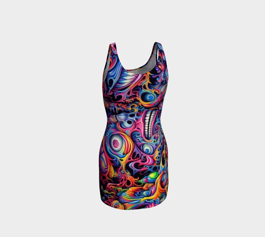 ACID FACE BODYCON DRESS  | ACIDMATH AI