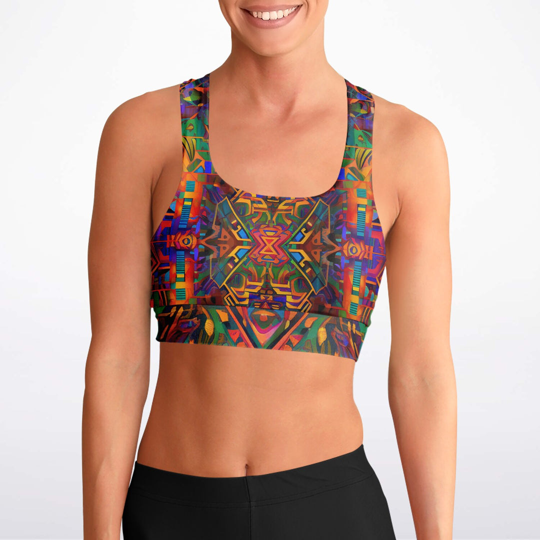 AZTEK Padded Sports Bra - ACIDMATH AI X LACHLAN WARDLAW