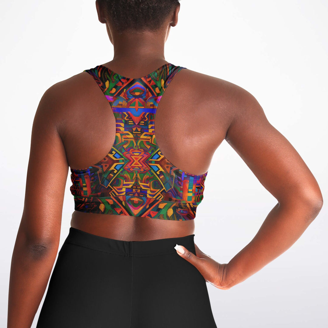 AZTEK Padded Sports Bra - ACIDMATH AI X LACHLAN WARDLAW