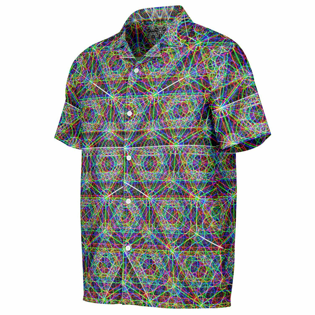 METATRONS CUBE Spread Collar Short Sleeve Button-Down Shirt - PATTERN NERD