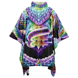 GIFTS OF NATURE Flannel Blanket Poncho - SALVIA DROID