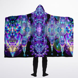 CRYSTALIDS Hooded Blanket Sherpa - ACIDMATH AI