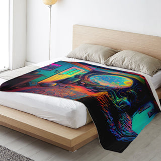 SOLO TRIPPING Premium Microfleece Blanket | ACIDMATH AI