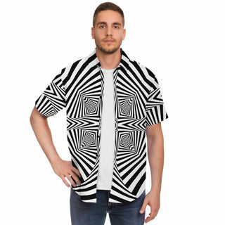 ZEBRA LINES Short Sleeve Button Down Shirt - HUBERT SOLCZYNSKI
