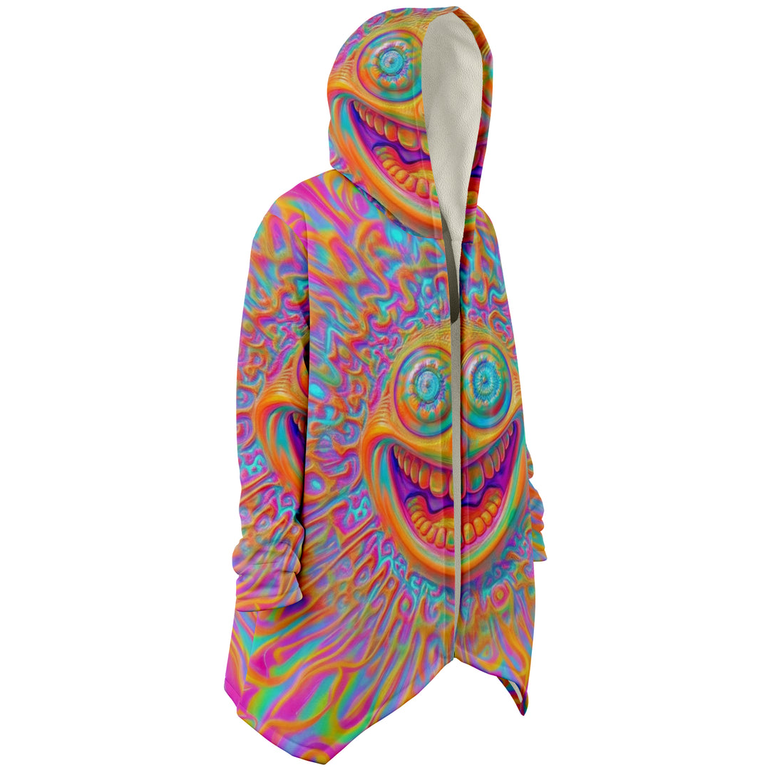 SMILEY FACE Microfleece Cloak - ACIDMATH AI