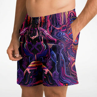 magenta grid Athletic Shorts