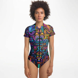 SWIRLING Bodysuit Short Sleeve - AOP