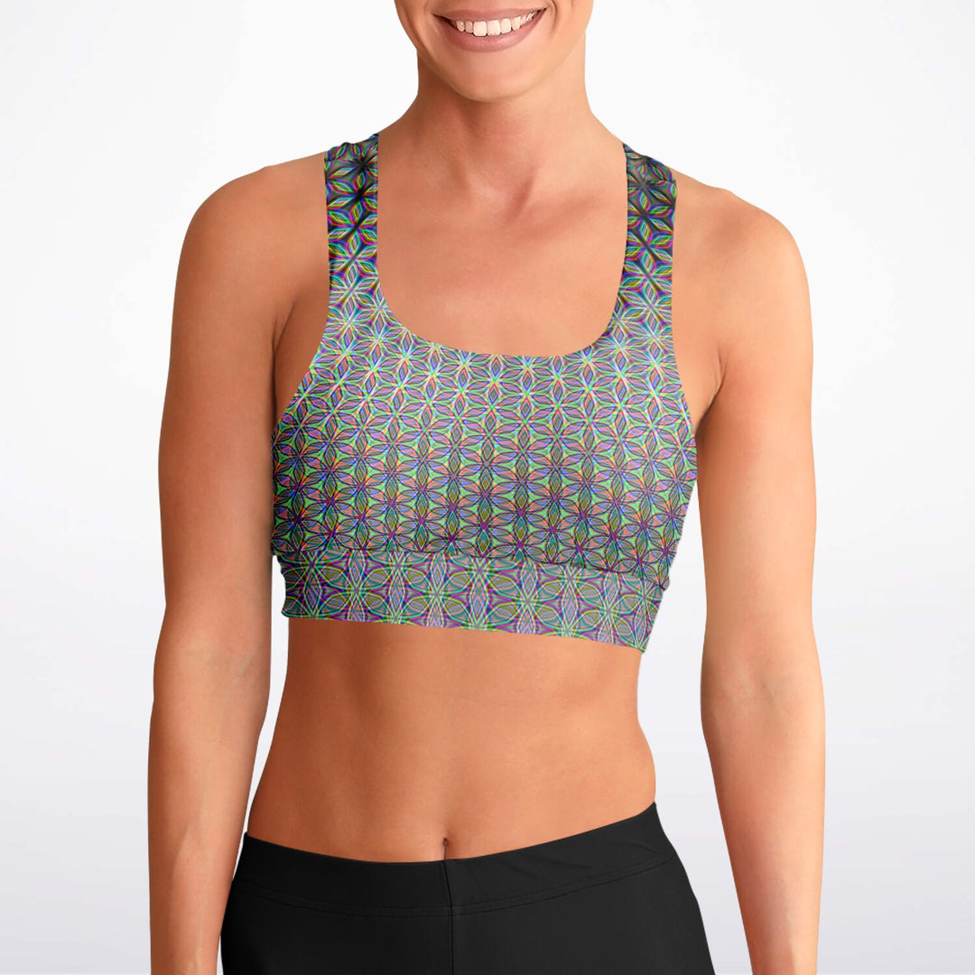 FLOWER OF LIFE Padded Sports Bra - PATTERN NERD