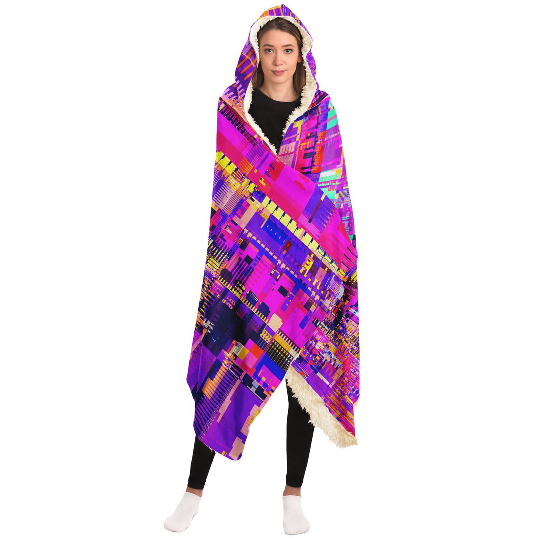 GLITCHPINK Hooded Blanket - AOP | ARTDESIGNWORKS