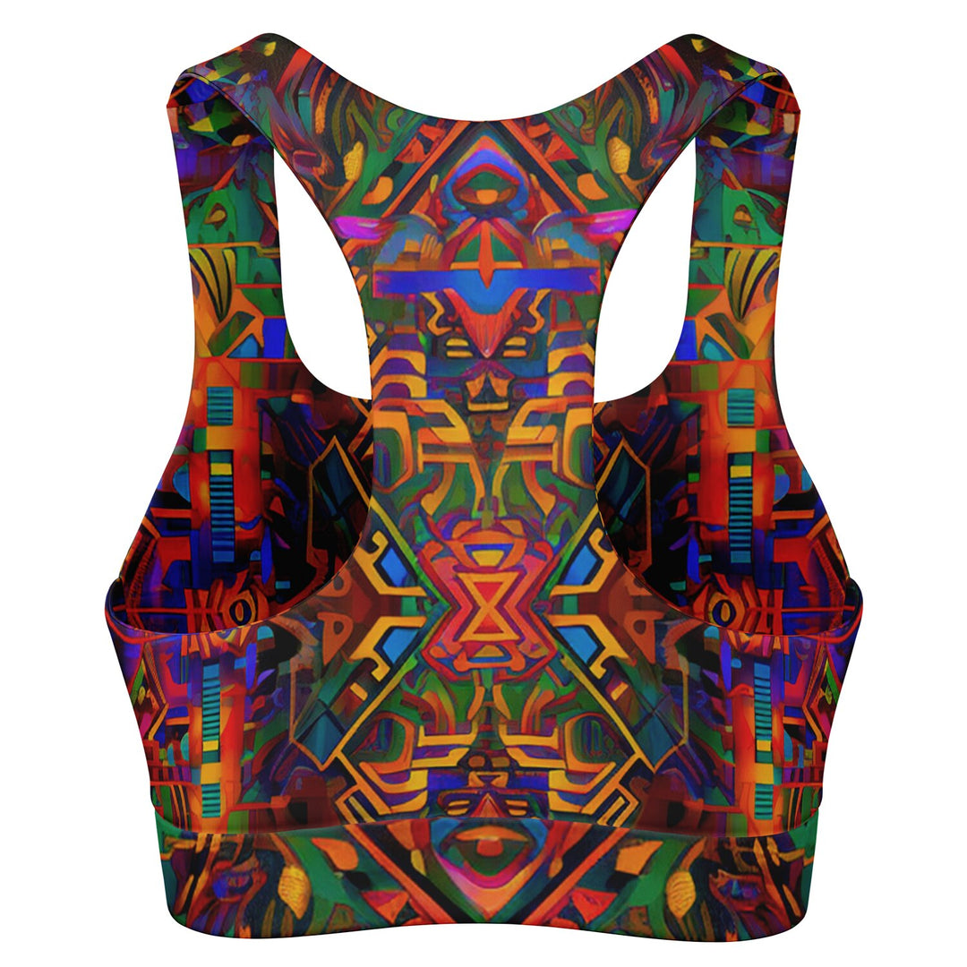 AZTEK Padded Sports Bra - ACIDMATH AI X LACHLAN WARDLAW