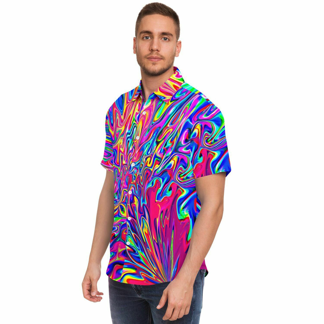 SONIC BLOOMING Short Sleeve Button Down Shirt | Psychedelic Pour House