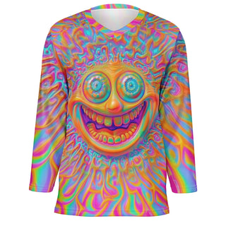 SMILEY FACE Ice Hockey Jersey - ACIDMATH AI