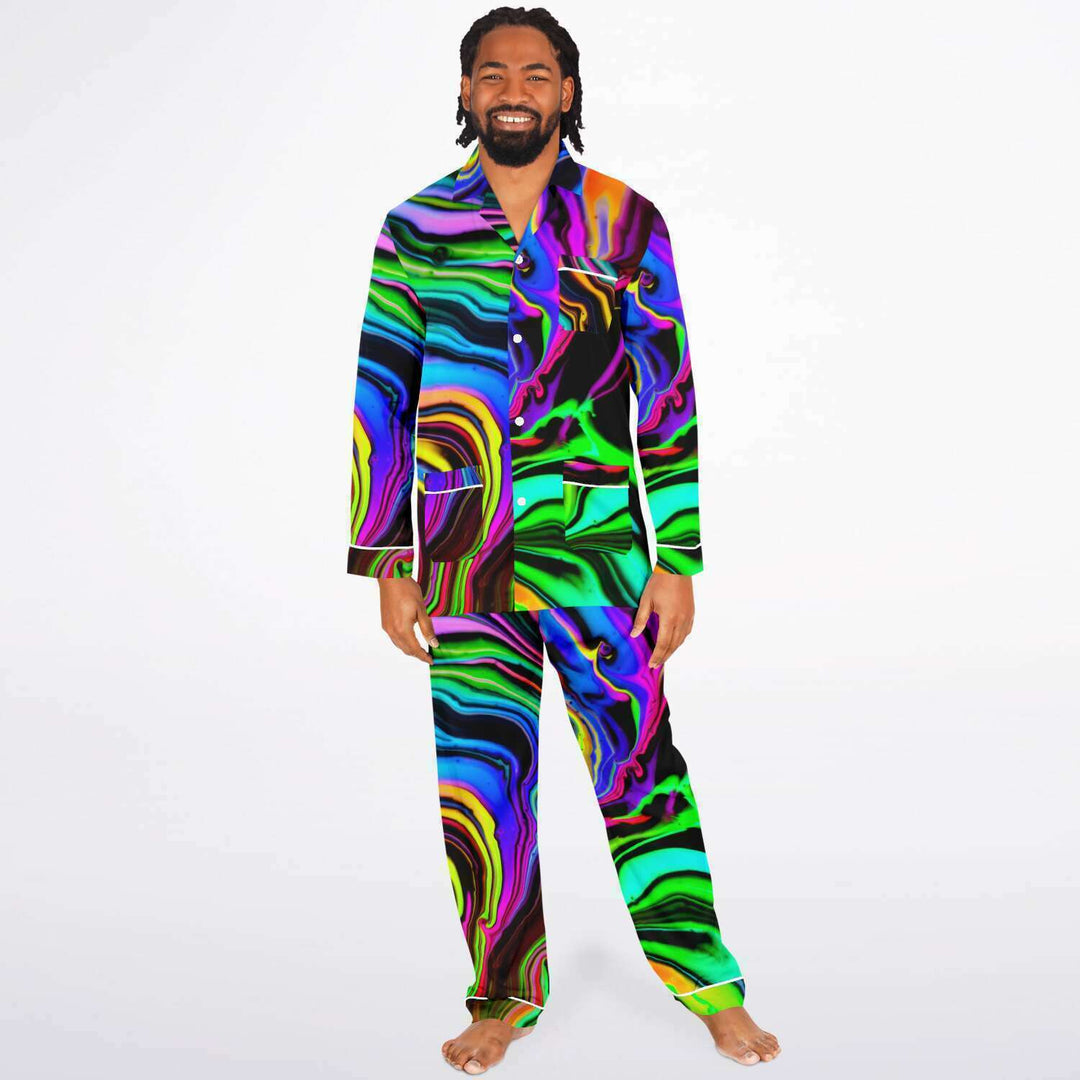 RAINBOW RIFT Men's Satin Pajamas | Psychedelic Pour House