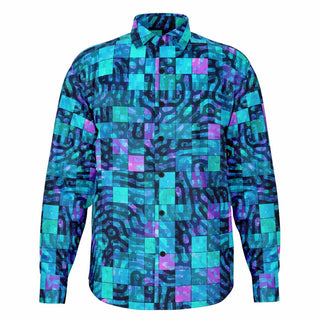 HYPERCUBE Long Sleeve Button Down Shirt - AOP | ARTDESIGNWORKS