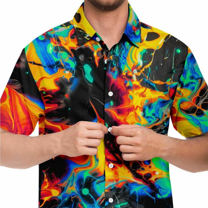 WASTED TIMES Short Sleeve Button Down Shirt -GEOGLYSER