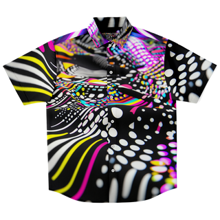 DISCO LIGHTS Short Sleeve Button Down Shirt - ACIDMATH AI