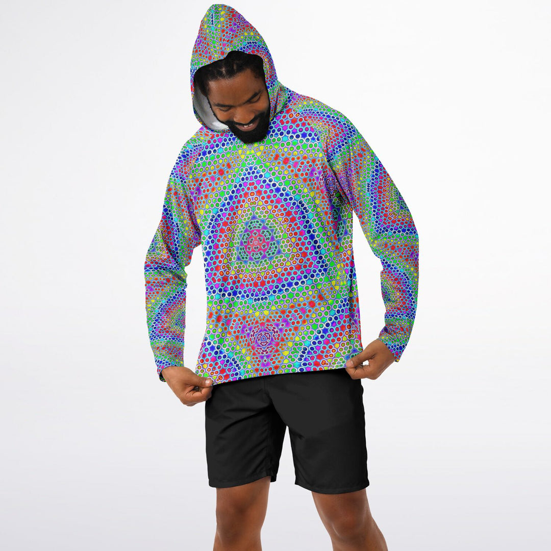 GRIDLOCK Men's Long Sleeve Hooded Performance Shirt - PSYCHEDELIC POUR HOUSE