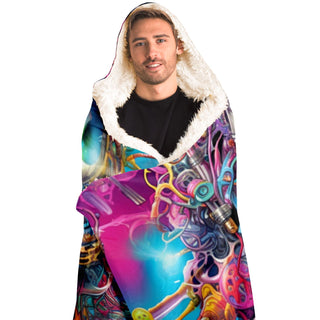 HELLO WORLD Hooded Blanket - ACIDMATH AI