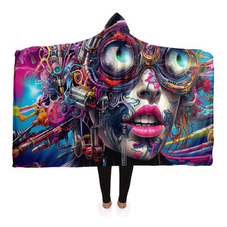 HELLO WORLD Hooded Blanket - ACIDMATH AI