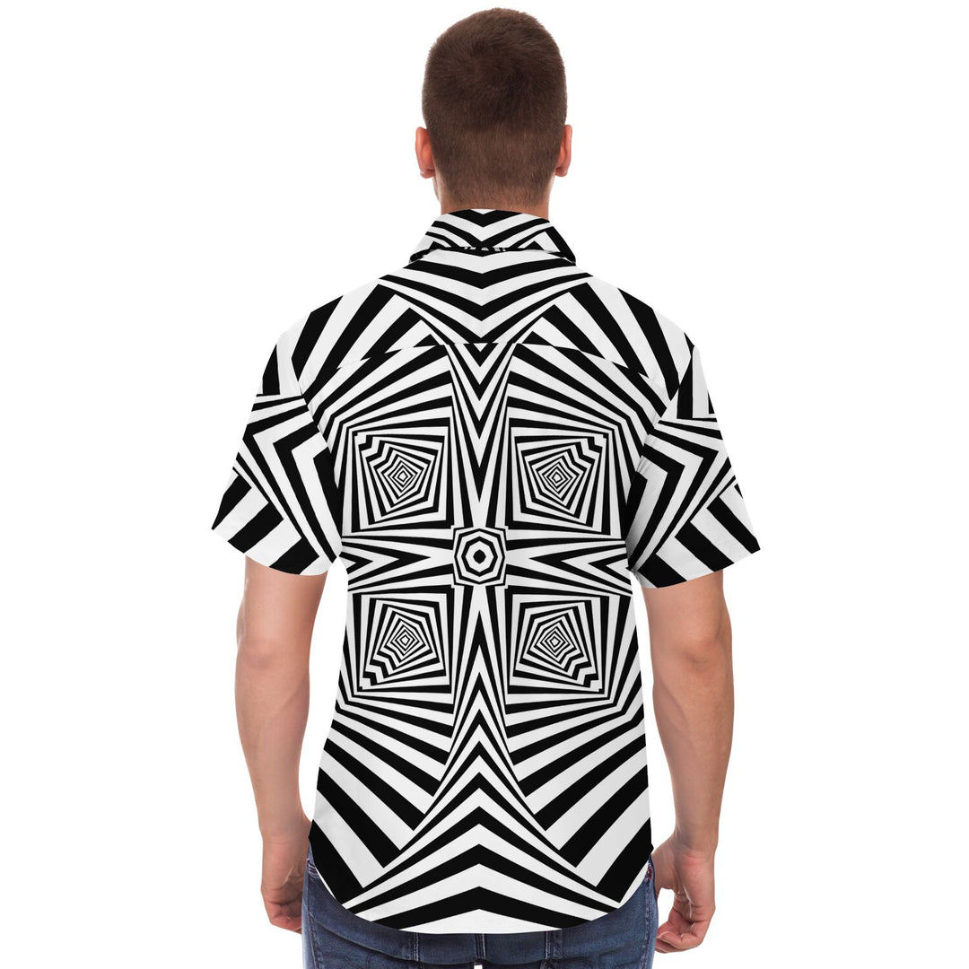 ZEBRA LINES Short Sleeve Button Down Shirt - HUBERT SOLCZYNSKI