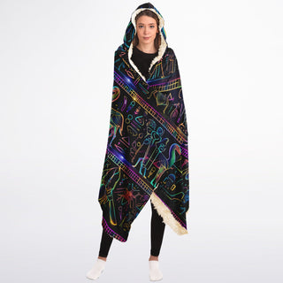 HIEROGLYPICS Hooded Blanket Sherpa
