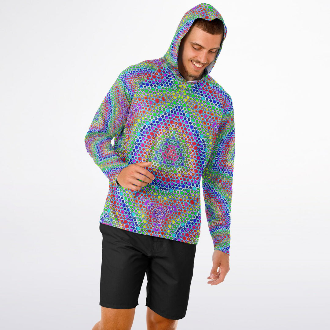 GRIDLOCK Men's Long Sleeve Hooded Performance Shirt - PSYCHEDELIC POUR HOUSE