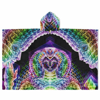 GIFTS OF NATURE Flannel Blanket Poncho - SALVIA DROID