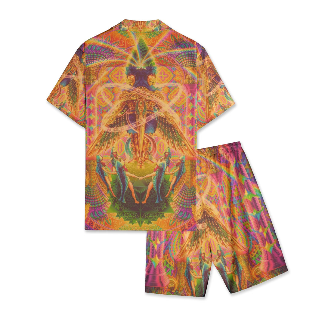 CONDUCTOR CONSCIOUSNESS Men's All-Over-Print Hawiian Shirt Sets SALVIA DROID