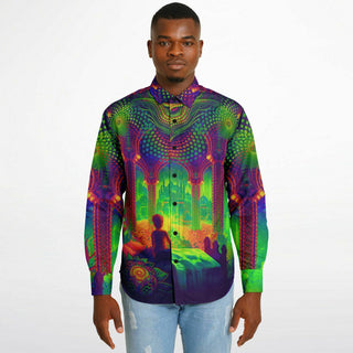 Long Sleeve Button Down Shirt - AOP