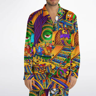 CONDUCTOR Men's Satin Pajamas - SALVIA DROID