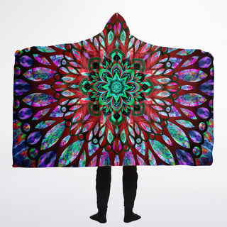 VIBRANT MANDALA Hooded Blanket Sherpa