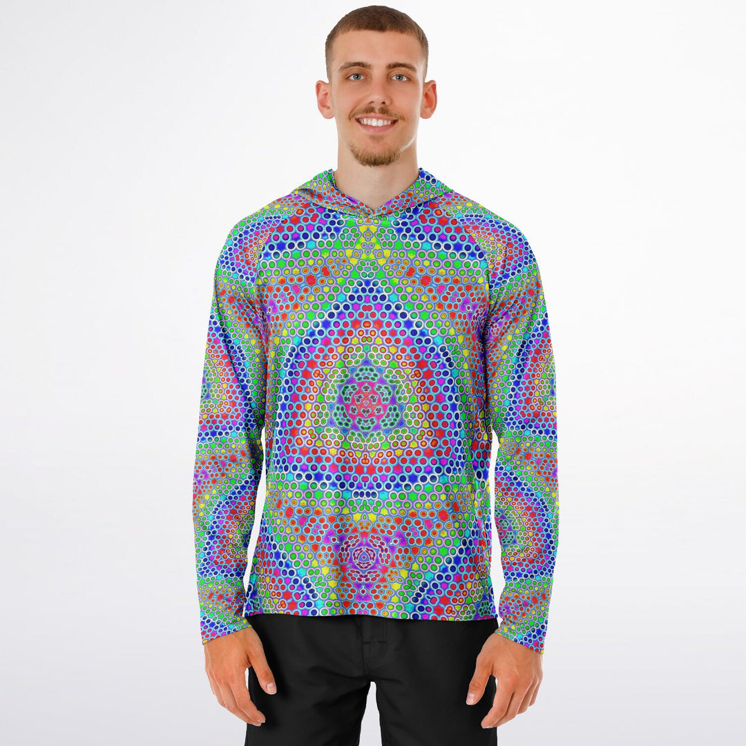 GRIDLOCK Men's Long Sleeve Hooded Performance Shirt - PSYCHEDELIC POUR HOUSE